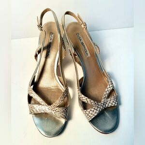 Via Spiga snake skin and gold leather sandal